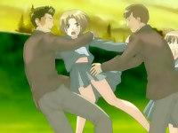 Young hentai lovers fuck on the meadow